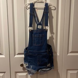 Wax Jean Basic Denim Short Overalls Small